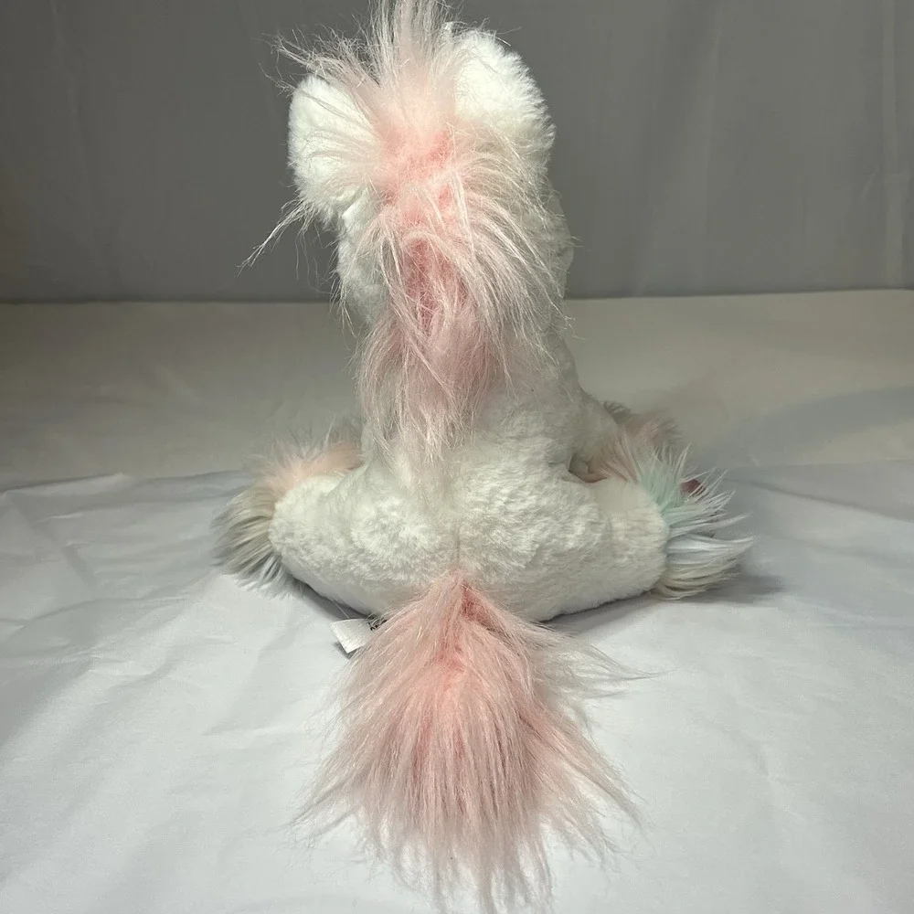 Aurora World Plush Stuffed White Pink Teal Fluffy Unicorn 